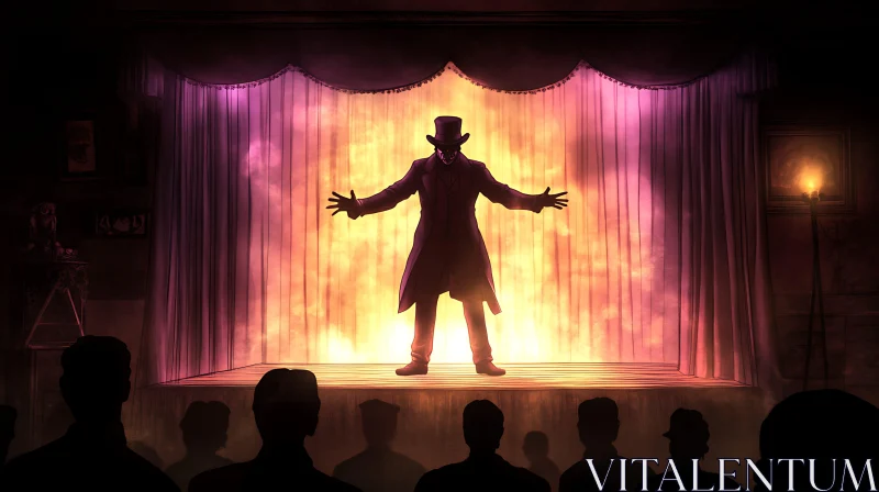 Silhouette Showman on Stage AI Image