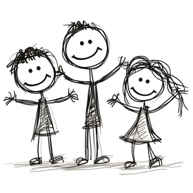 Happy Family Doodle Illustration