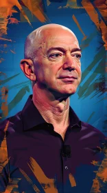 Jeff Bezos Portrait in Vibrant Abstract Frame