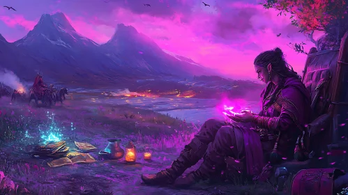 Fantasy Elf Casting Spell at Twilight