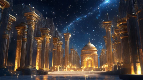 Golden Temple Illuminated by Starlight