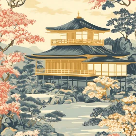 Traditional Japanese Temple in Spring