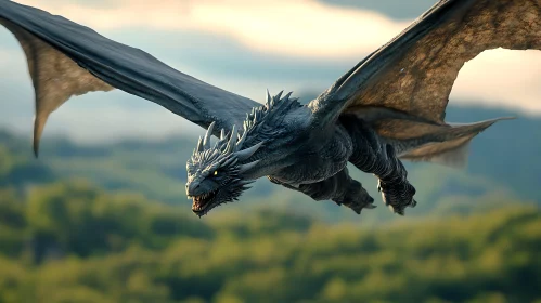 Epic Dragon Soaring Above the World