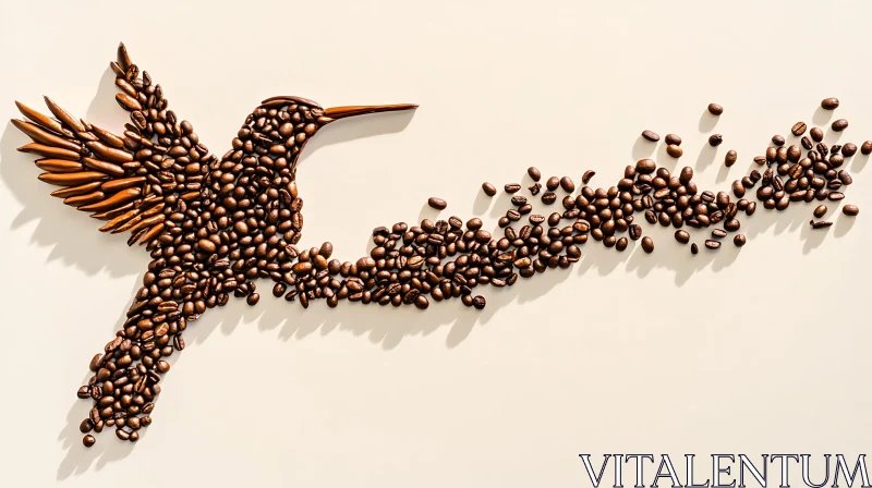 Hummingbird Made of Coffee Beans AI Image