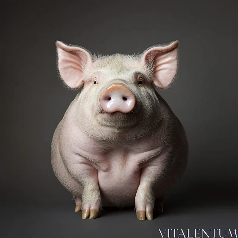 AI ART Detailed Pig Image with Grey Background