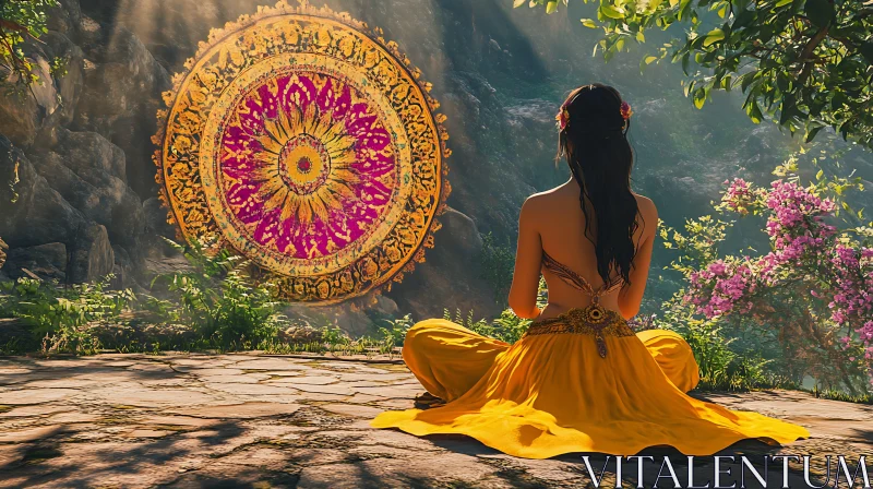 AI ART Serene Meditation Scene with Ornate Mandala