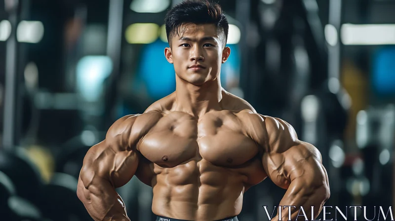 AI ART Muscular Man Demonstrating Physique