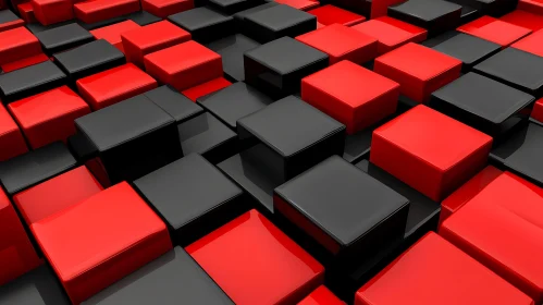 Geometric Cubes in Red and Black