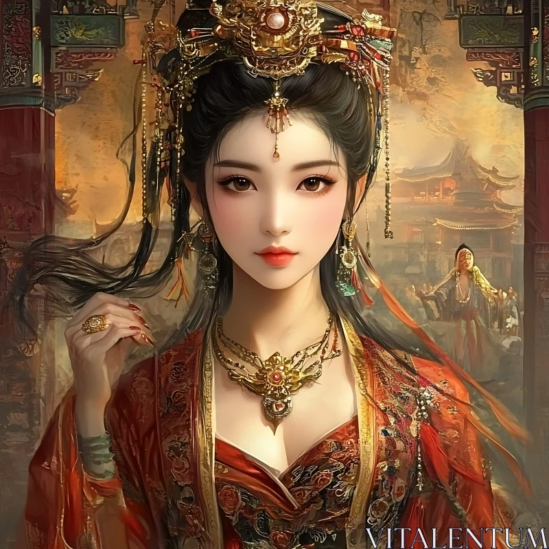 Portrait of a Woman in Traditional Dress AI Image