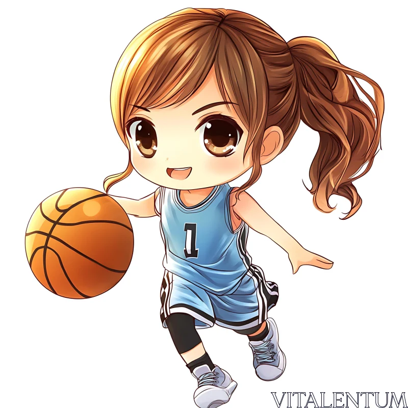 Cute Cartoon Basketball Player AI Image