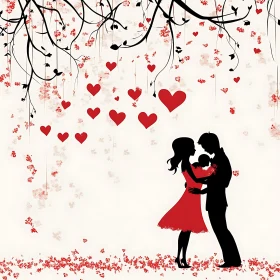 Silhouette Family Love with Heart Details