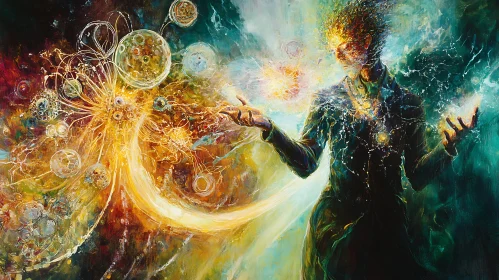 Abstract Painting of Man Creating