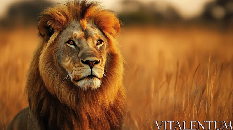 Lion in Golden Light AI Image