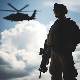 Military Warrior with Chopper
