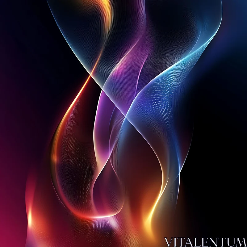 Vivid Abstract Art with Flowing Light Waves AI Image