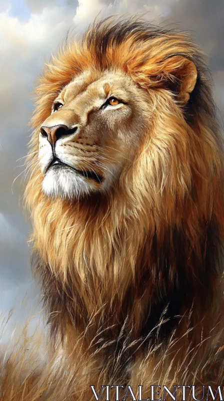 AI ART Regal Lion with Flowing Mane