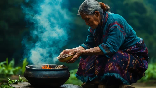 Mystical Ritual with Elder Woman