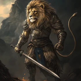 Armored Lion Warrior with Sword