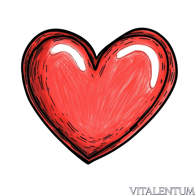 Bold Outlined Red Heart Illustration AI Image