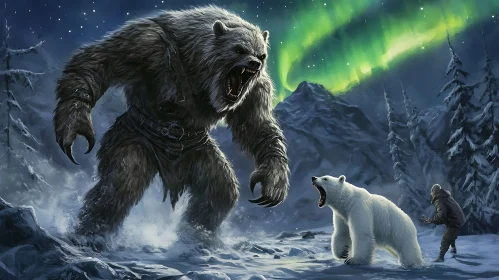 Arctic Encounter: Colossal Monster Confrontation