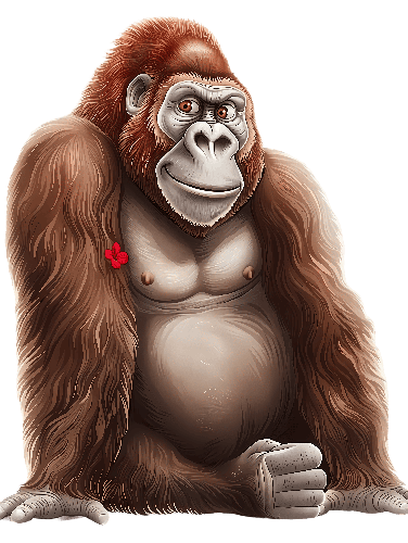 Friendly Cartoon Gorilla with Flower - Perfect for T-shirt Design