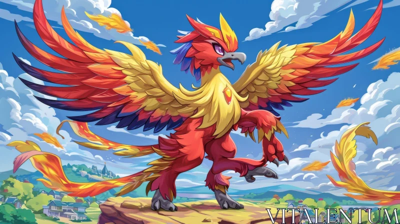 Mythical Phoenix Digital Painting - Symbol of Hope and Renewal AI Image