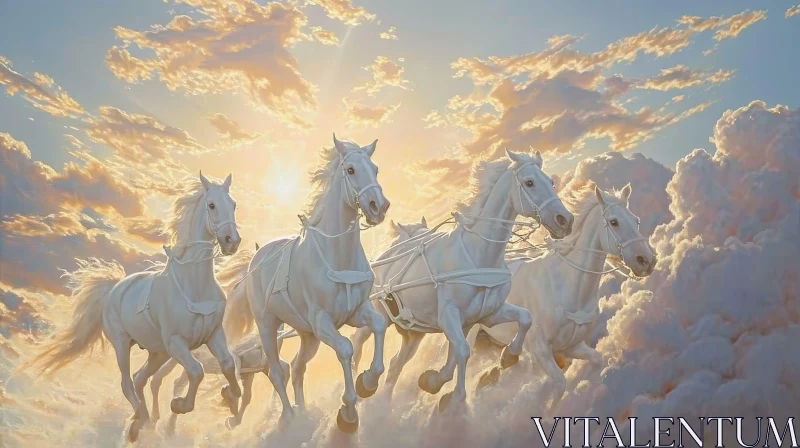 Running Horses Painting in the Clouds AI Image