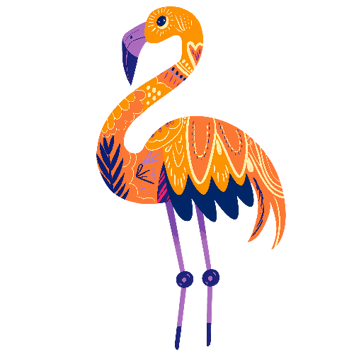 Stylized Orange Flamingo T-Shirt Design for Tropical Fashion