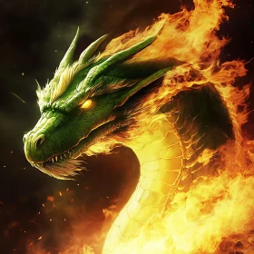 Emerald Dragon in Fiery Splendor