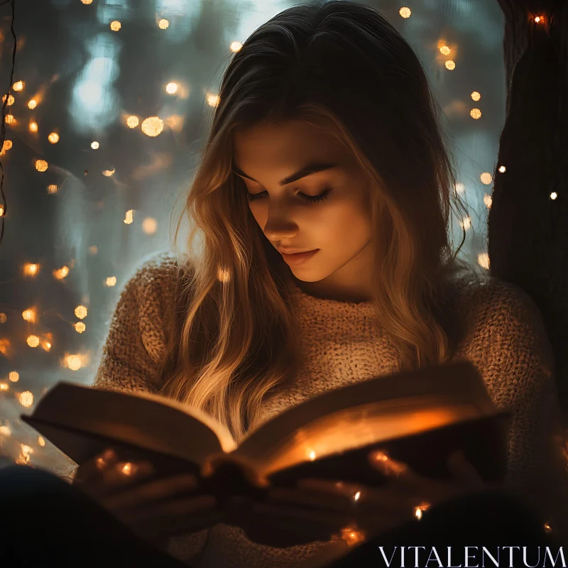 AI ART Girl Reading a Book in Cozy Ambiance