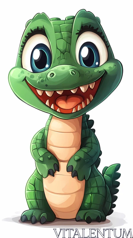 Playful Green Crocodile Character AI Image