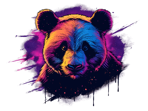 POD Design Colorful Neon Panda Design