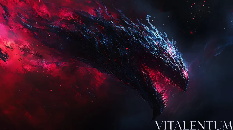 AI ART Fantasy Dragon Head with Dark Background