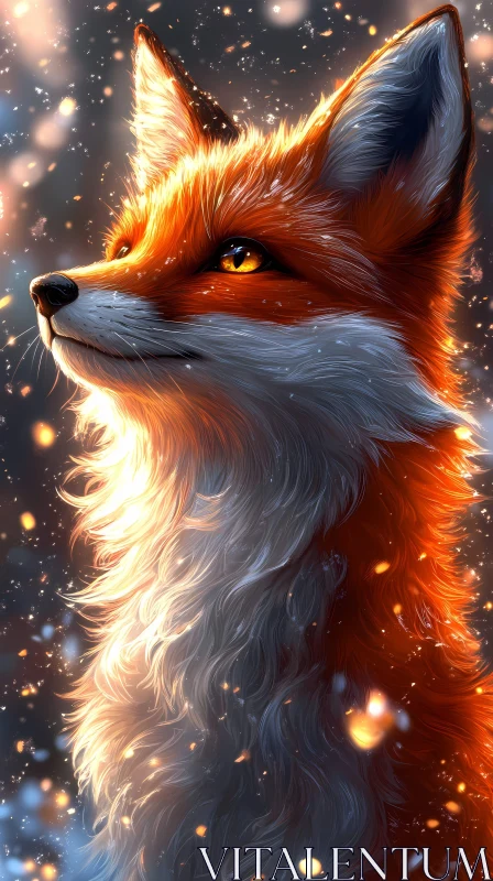 Artistic Fox Portrait in Winter Scene AI Image