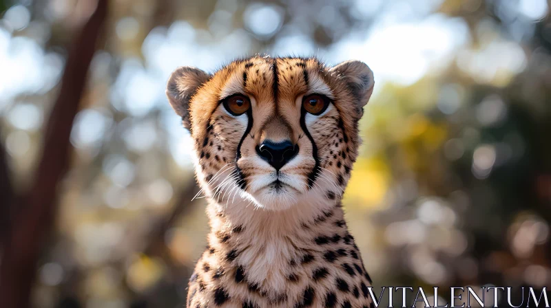 Cheetah Gazing in Sunlit Wilderness AI Image