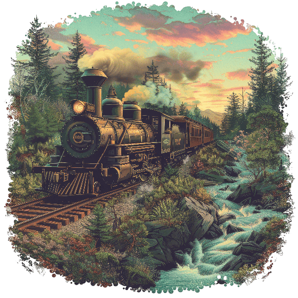 Vintage Steam Train Journey Through Nature