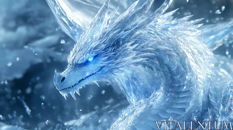 AI ART Frozen Dragon with Blue Eyes