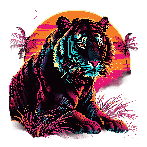 Vibrant Tiger and Sunset Art