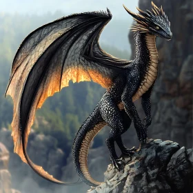 Mythical Dragon on Mountain Peak