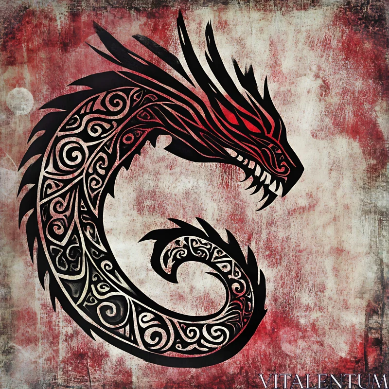 AI ART Stylized Dragon Art with Textured Background