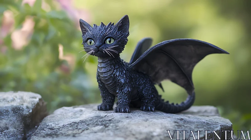 AI ART Enchanting Feline Dragon Figurine