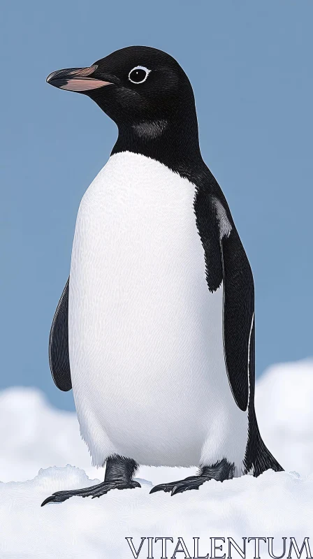 Solitary Penguin in Antarctic Scene AI Image