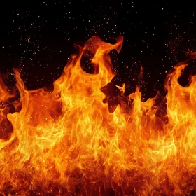 Intense Fire with Bright Flames and Embers