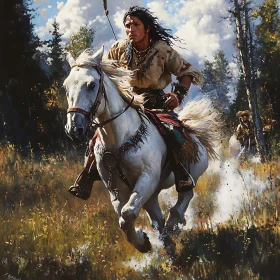 Indigenous Horseman in Natural Landscape