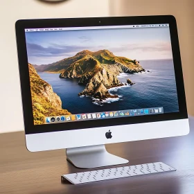 Sleek Desktop Computer on Wooden Desk