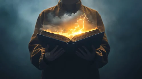 Mystical Book with Lightning Effect