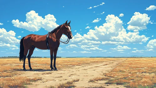 Solitary Horse in a Vast Landscape