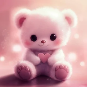 Fluffy Bear Holding Heart