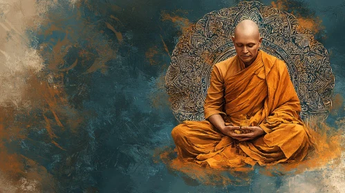 Meditative Monk Spiritual Artwork