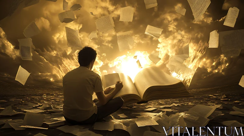 AI ART Surreal Book Reading in Golden Light